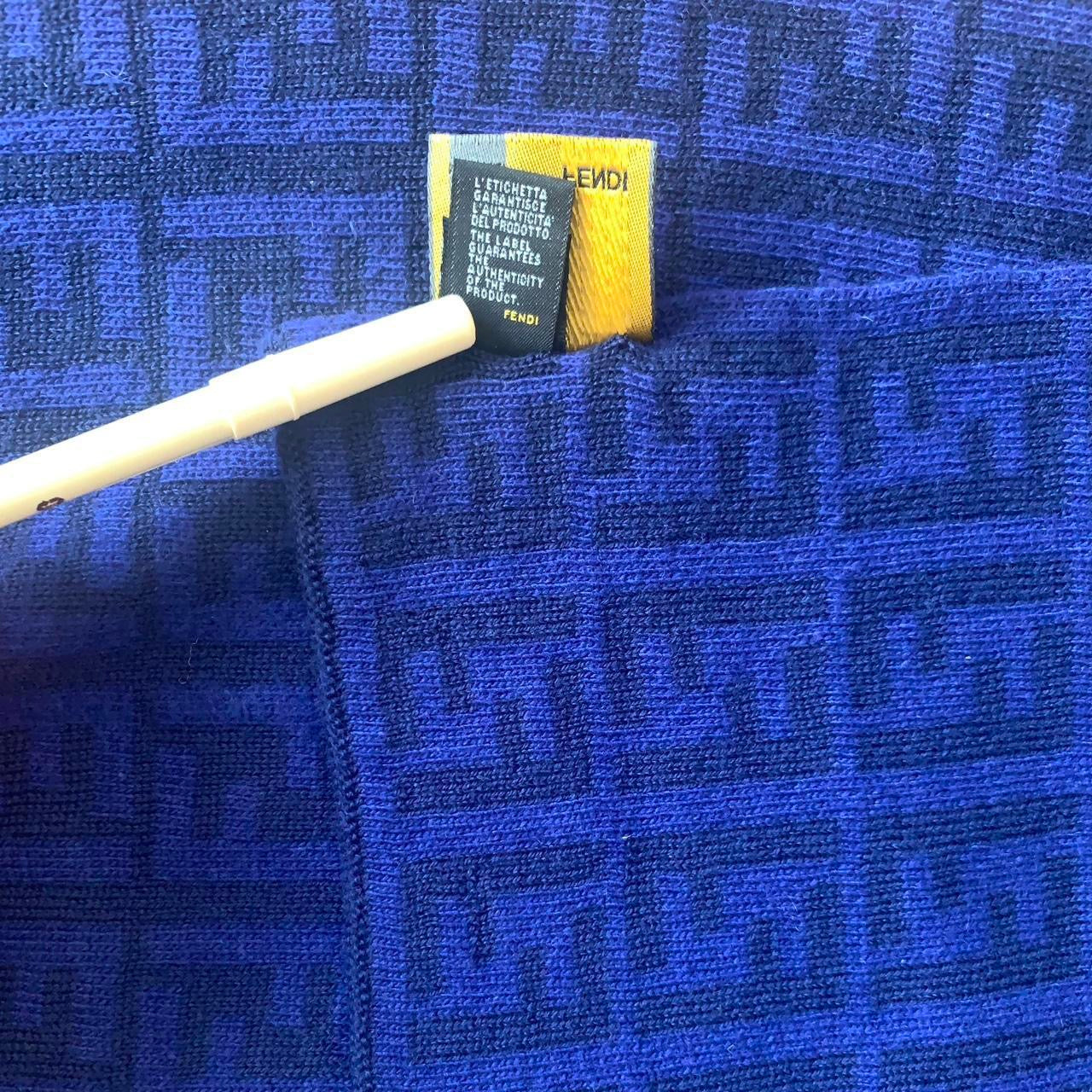 Authentic Fendi unisex double sided monogram wool and cashmere scarf