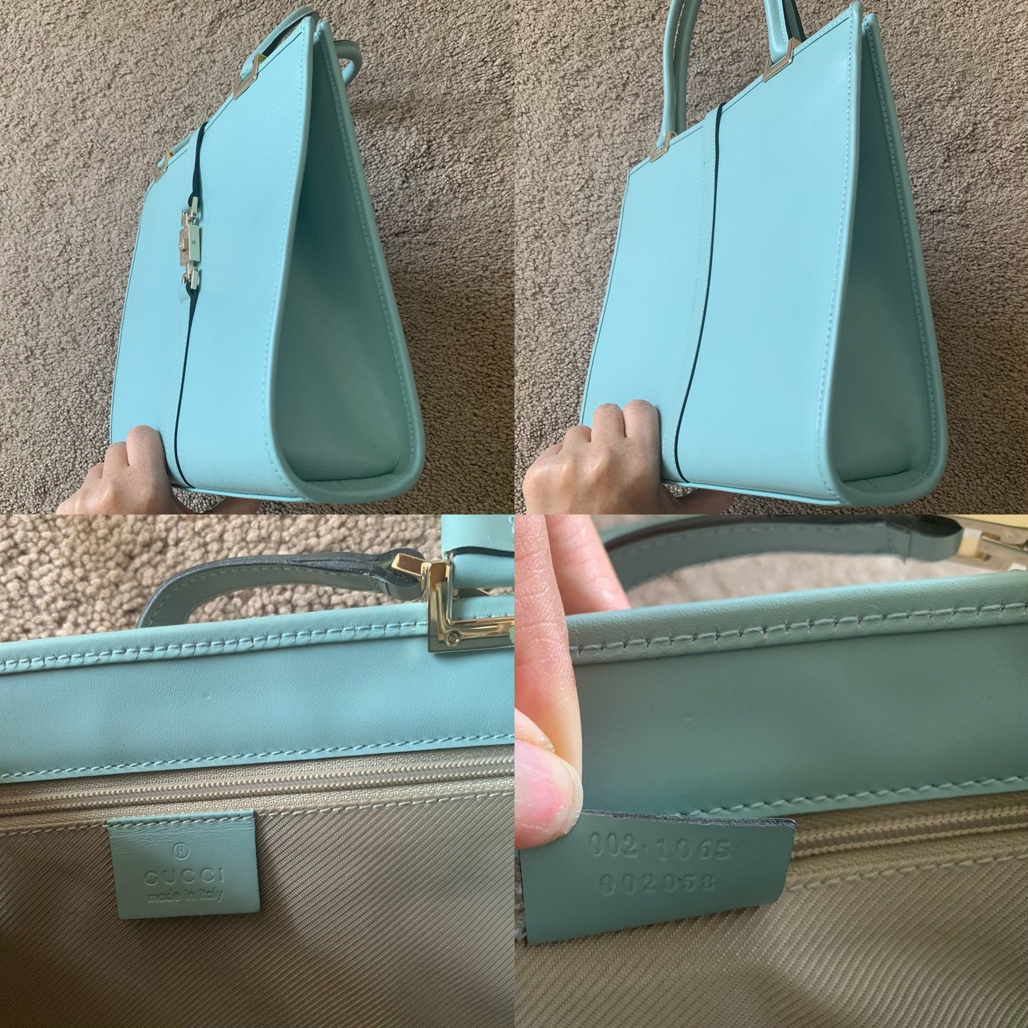 G1044 Gucci micro GG Jackie bag in light blue leather with dust bag