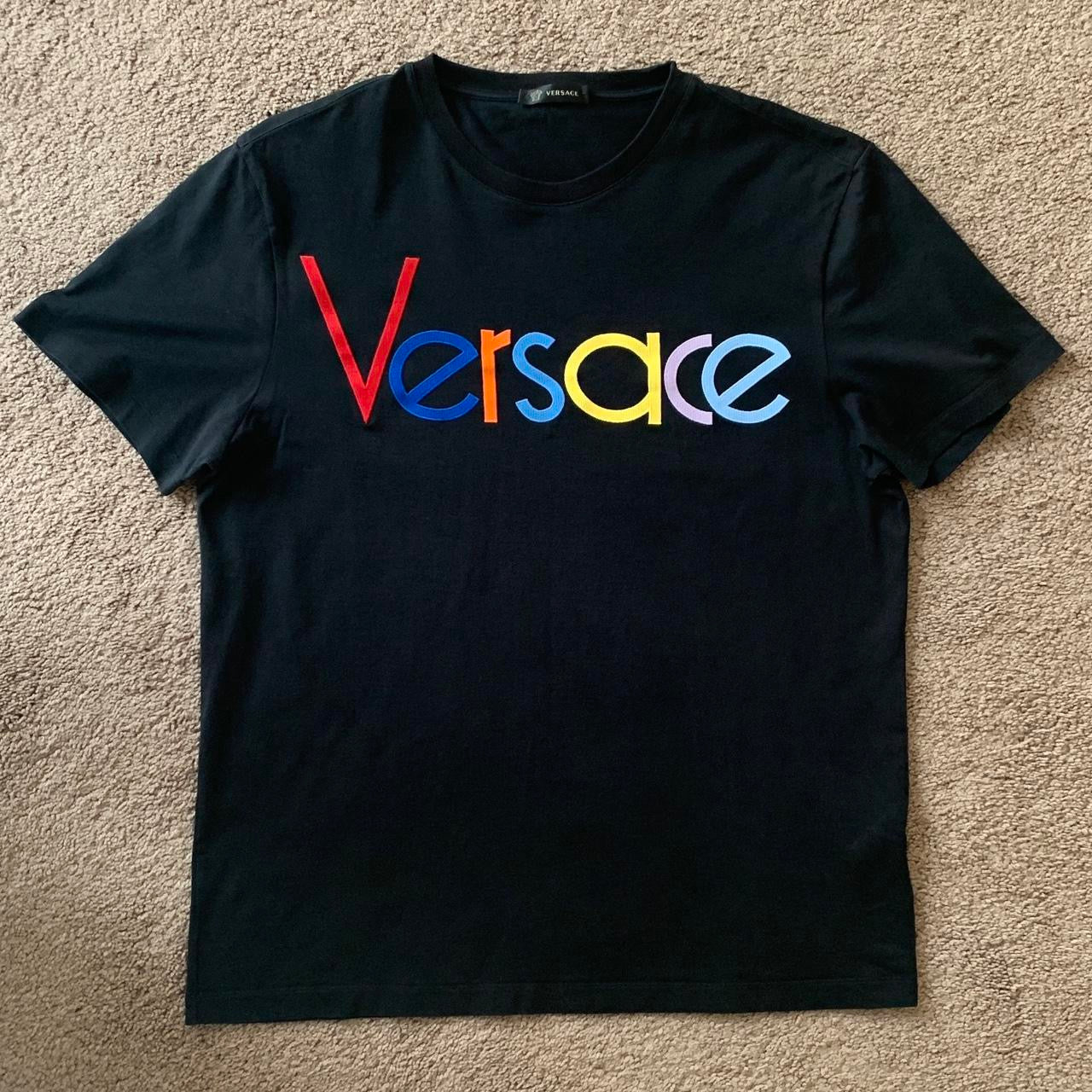 Authentic Versace men’s logo black cotton t shirt size M
