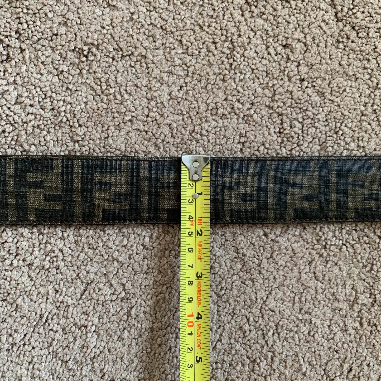 Authentic FENDI unisex reversibile double sided FF monogram leather belt