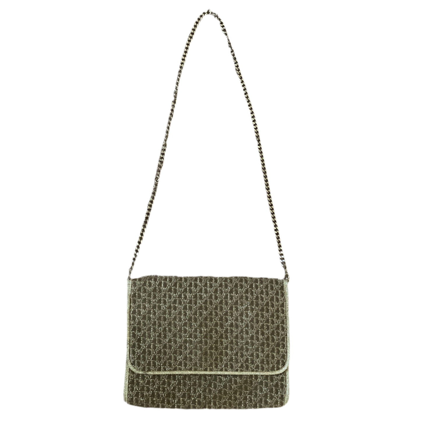 D1006 Christian Dior trotter oblique light gold and champagne color evening bag