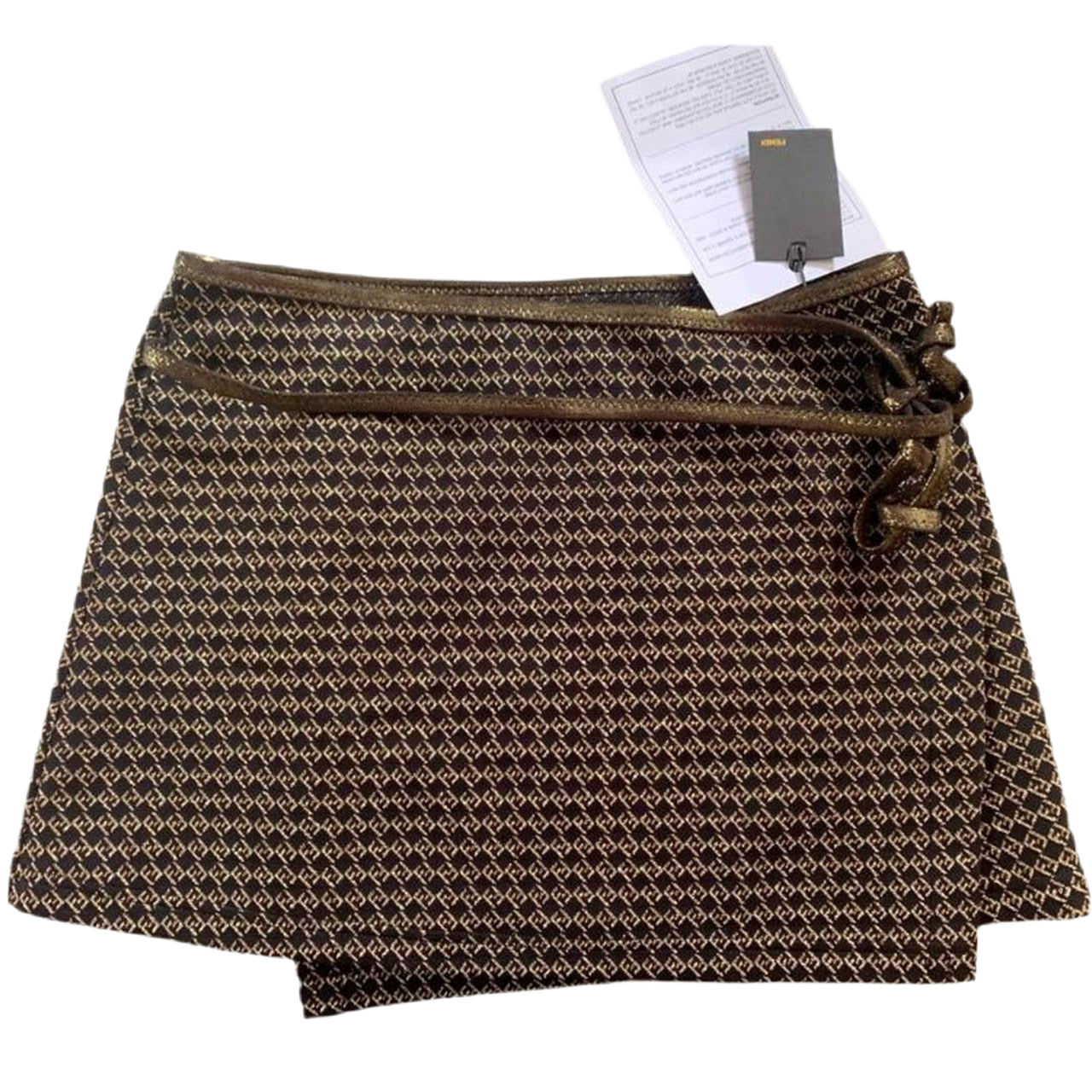 Authentic New with tag Fendi FF monogram mini skirt in black and gold