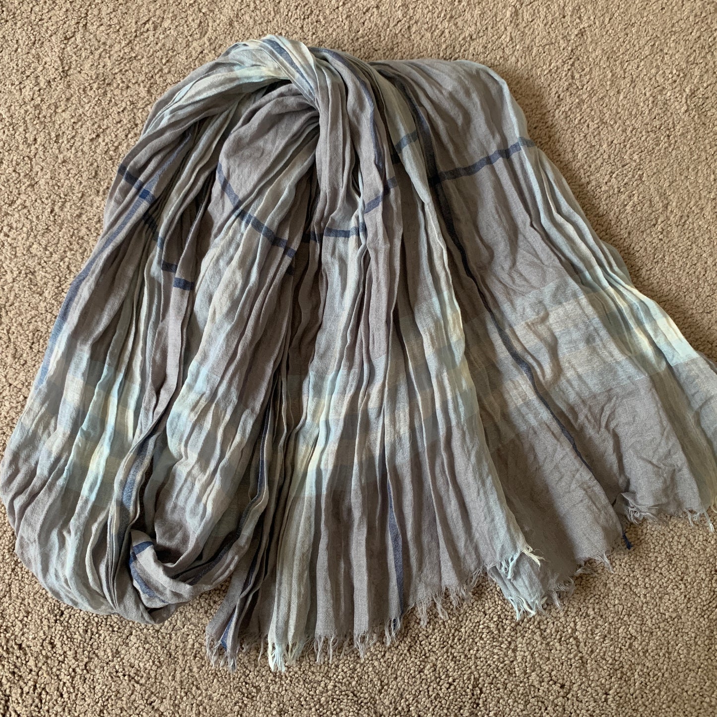 Authentic Burberry unisex long check wool and silk scarf