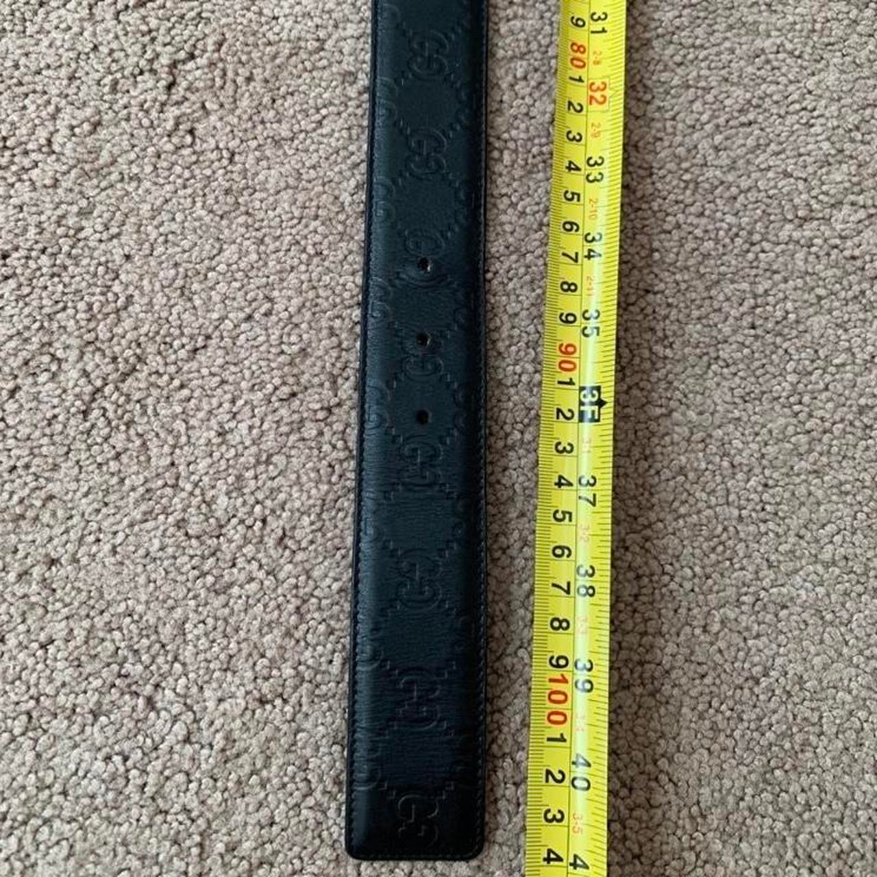 Authentic GUCCI unisex signature monogram black leather belt with silver interlocking buckle