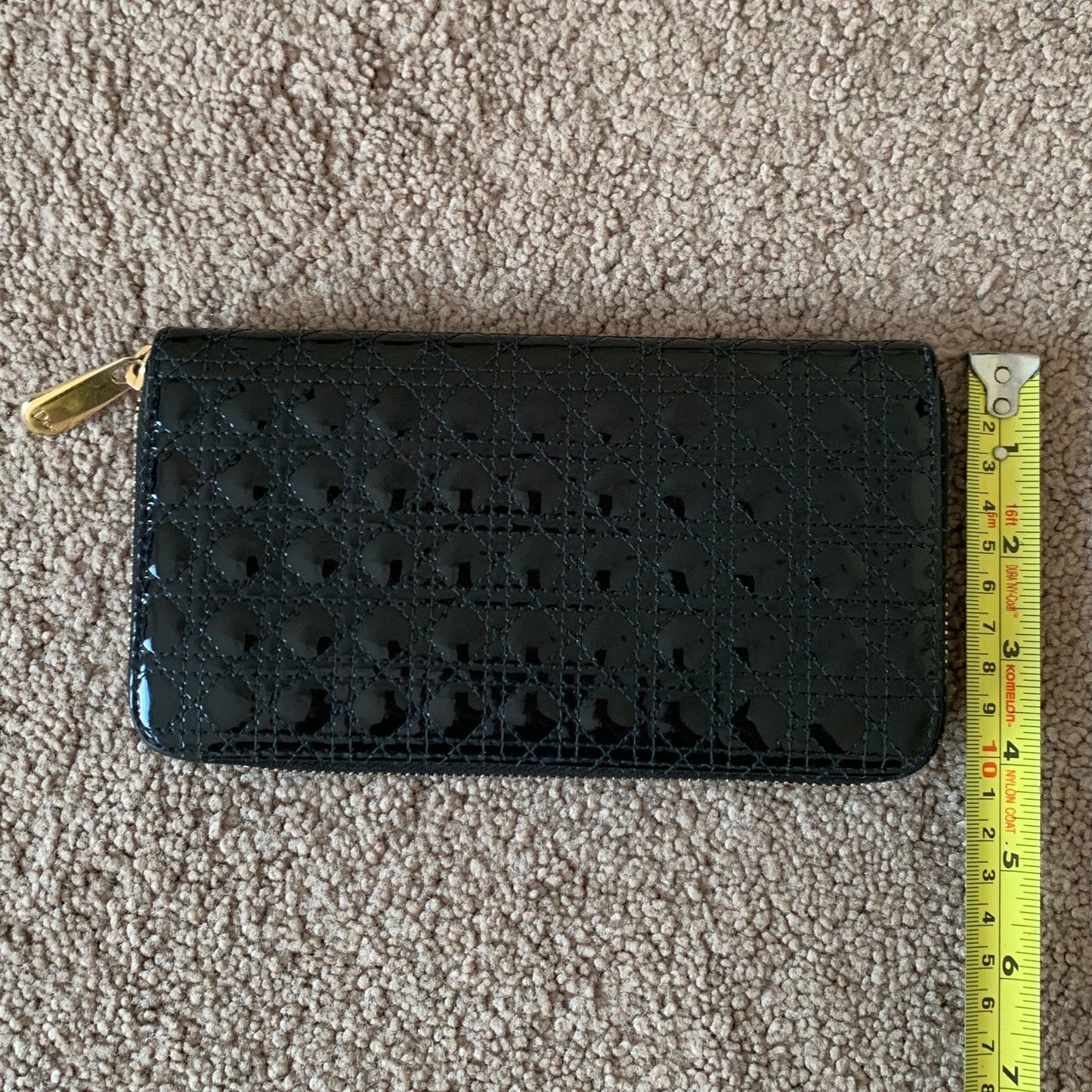 D1005 Christian Dior long black patent leather wallet