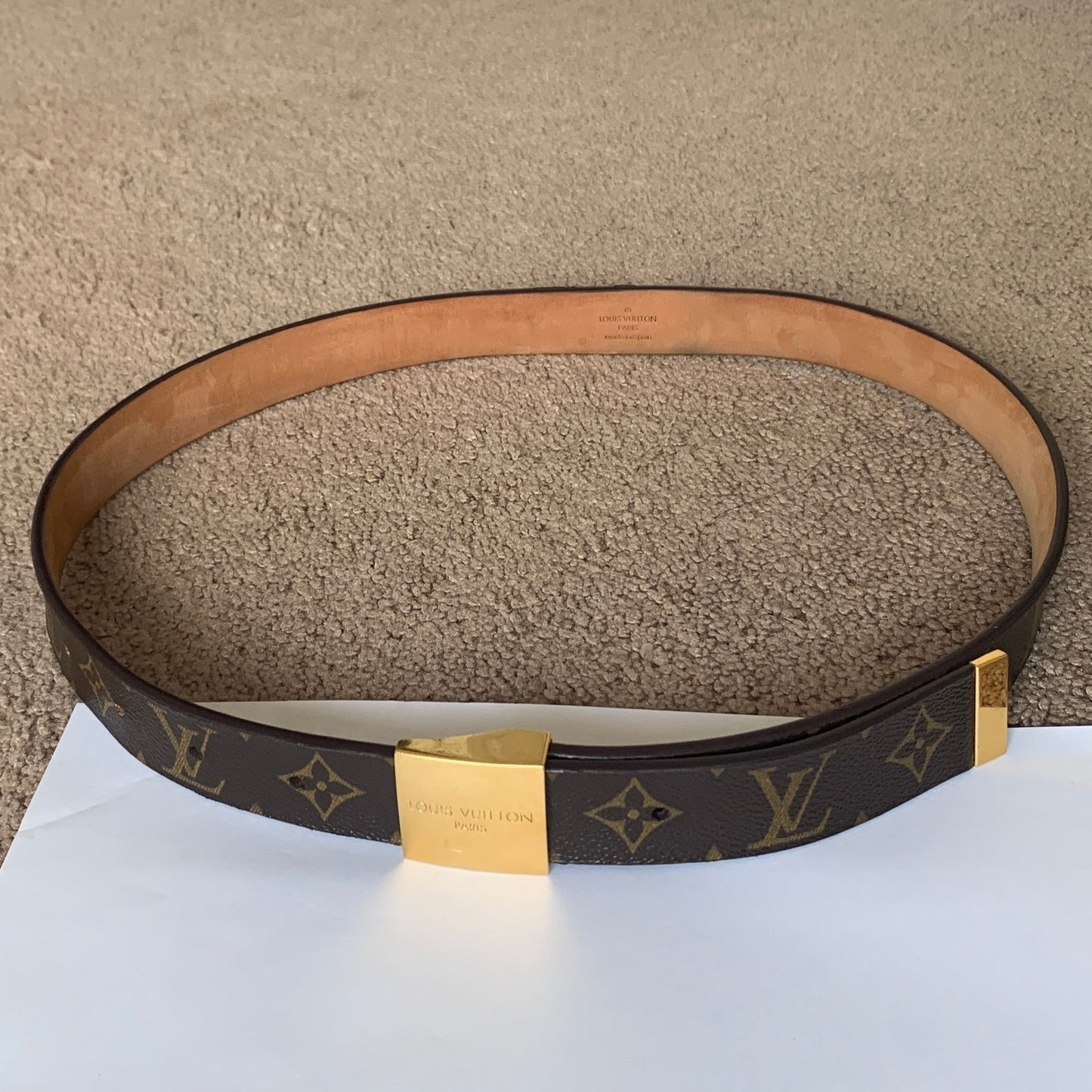 LV1023 Louis Vuitton unisex monogram belt size 36 inch 90 cm