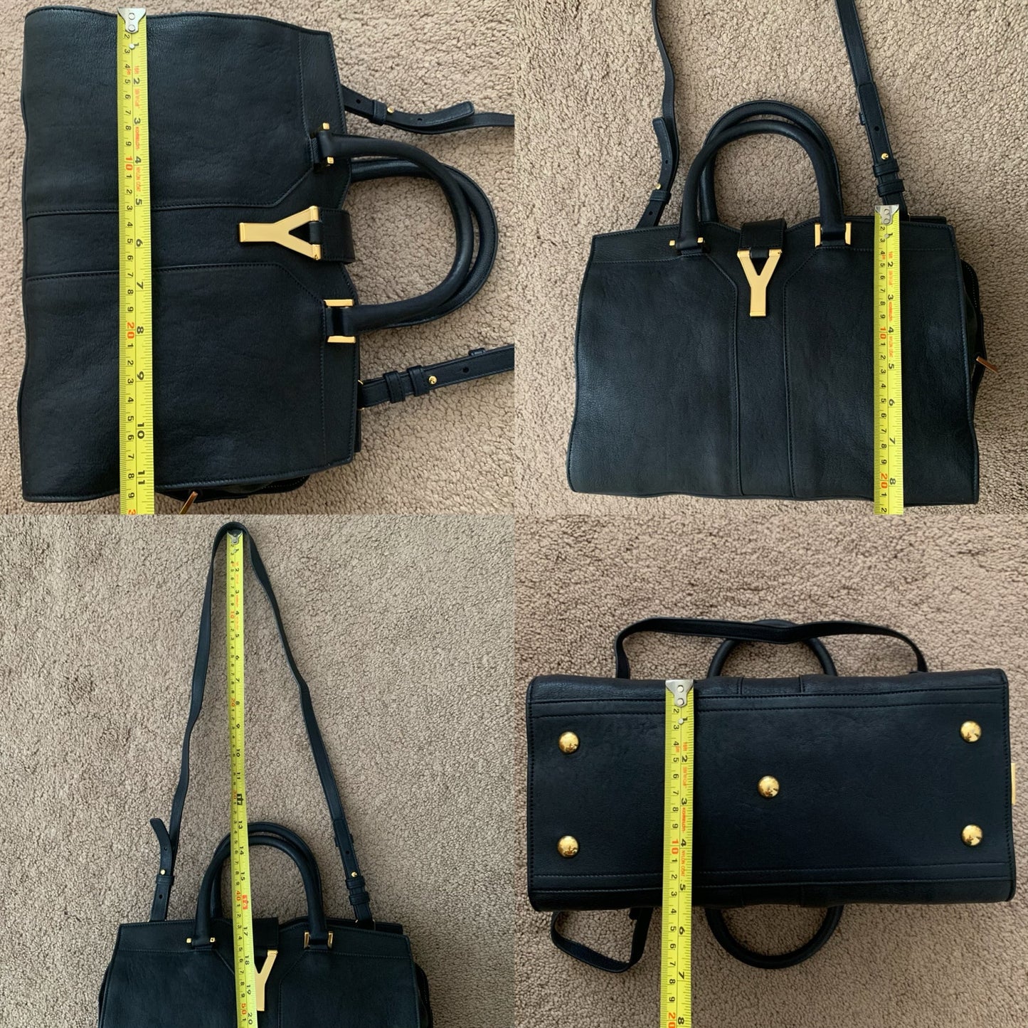 Y1009 YSL dark blue cabas leather bag with strap removable