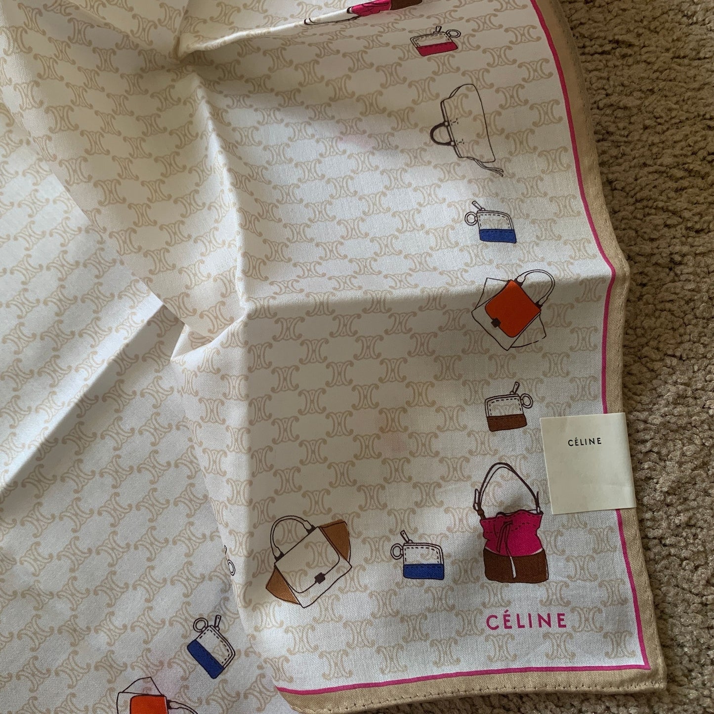 CL1011 NEW Celine macadam logo scarf foulard handkerchief in cotton