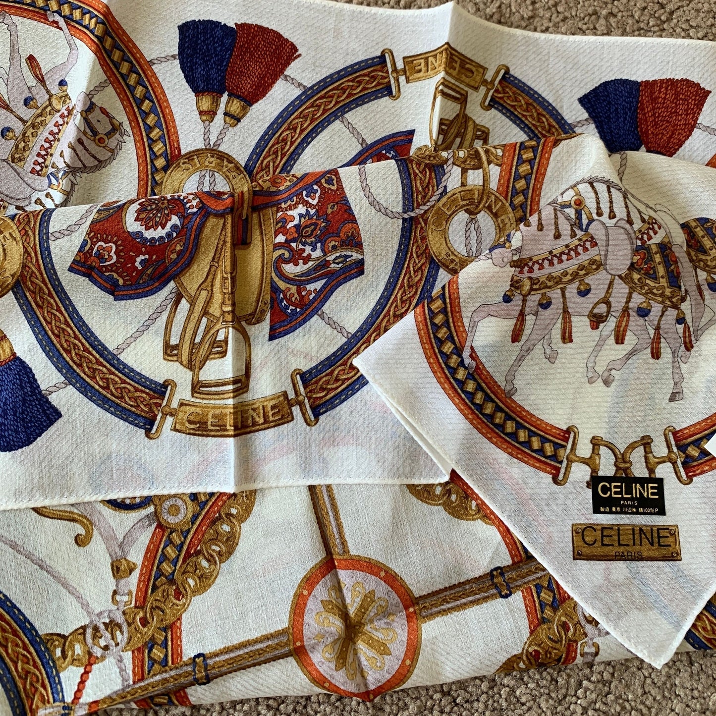 CL1017 NWT Celine scarf foulard handkerchief in cotton