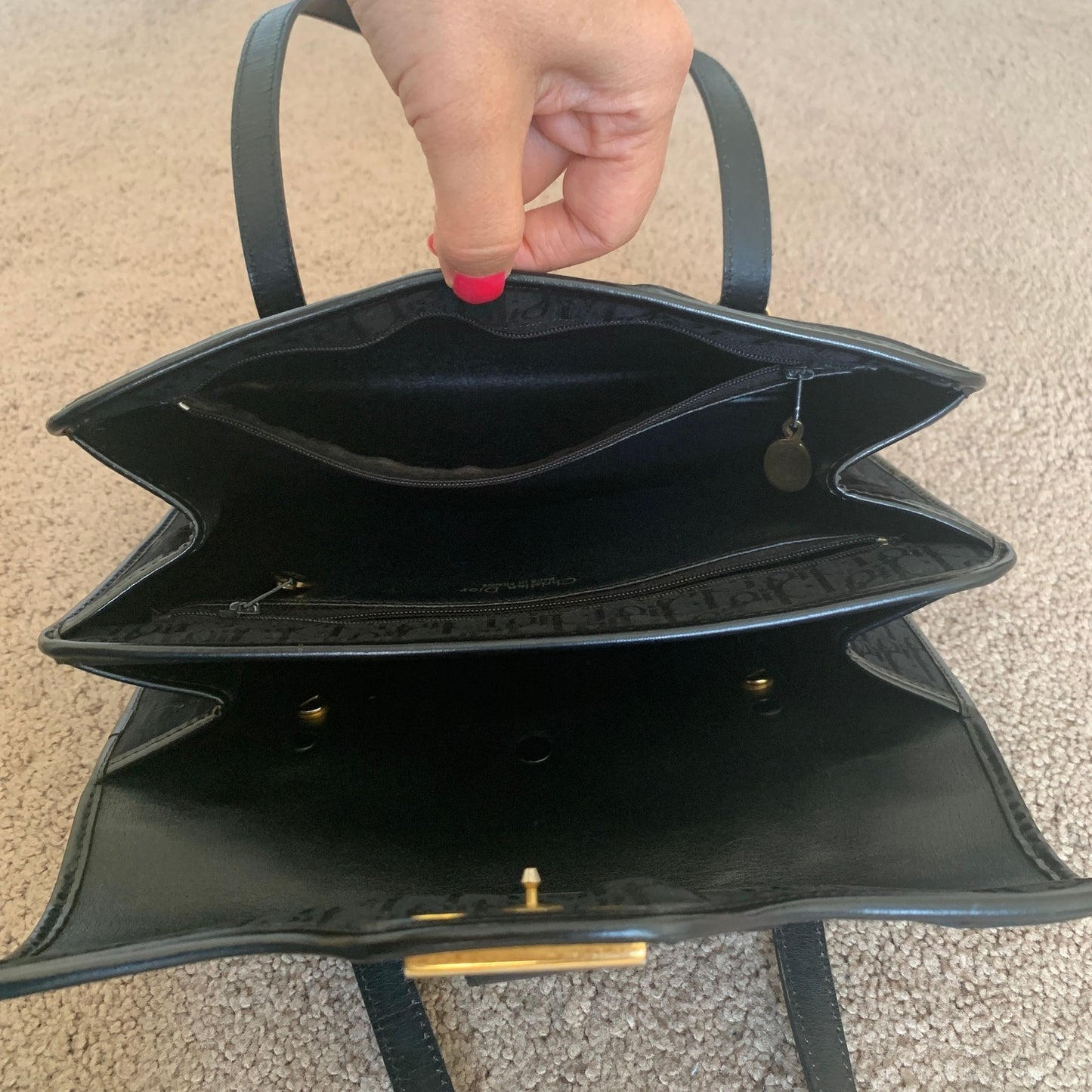 D1009 Christian Dior Trotter black canvas bag
