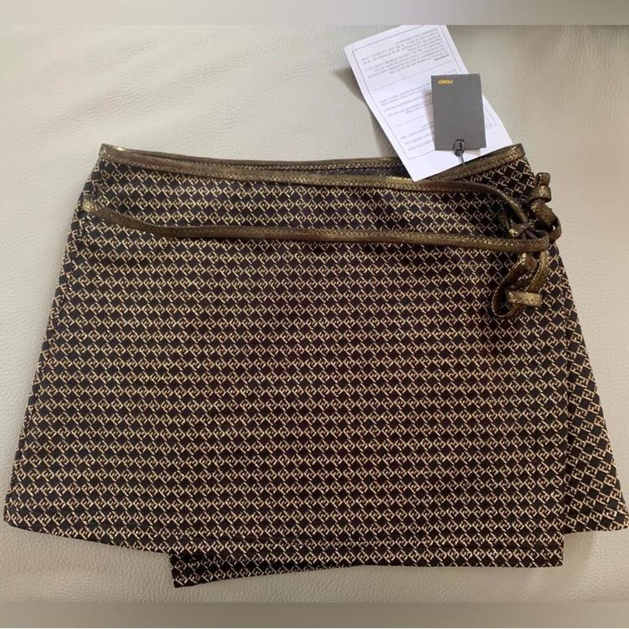 Authentic New with tag Fendi FF monogram mini skirt in black and gold