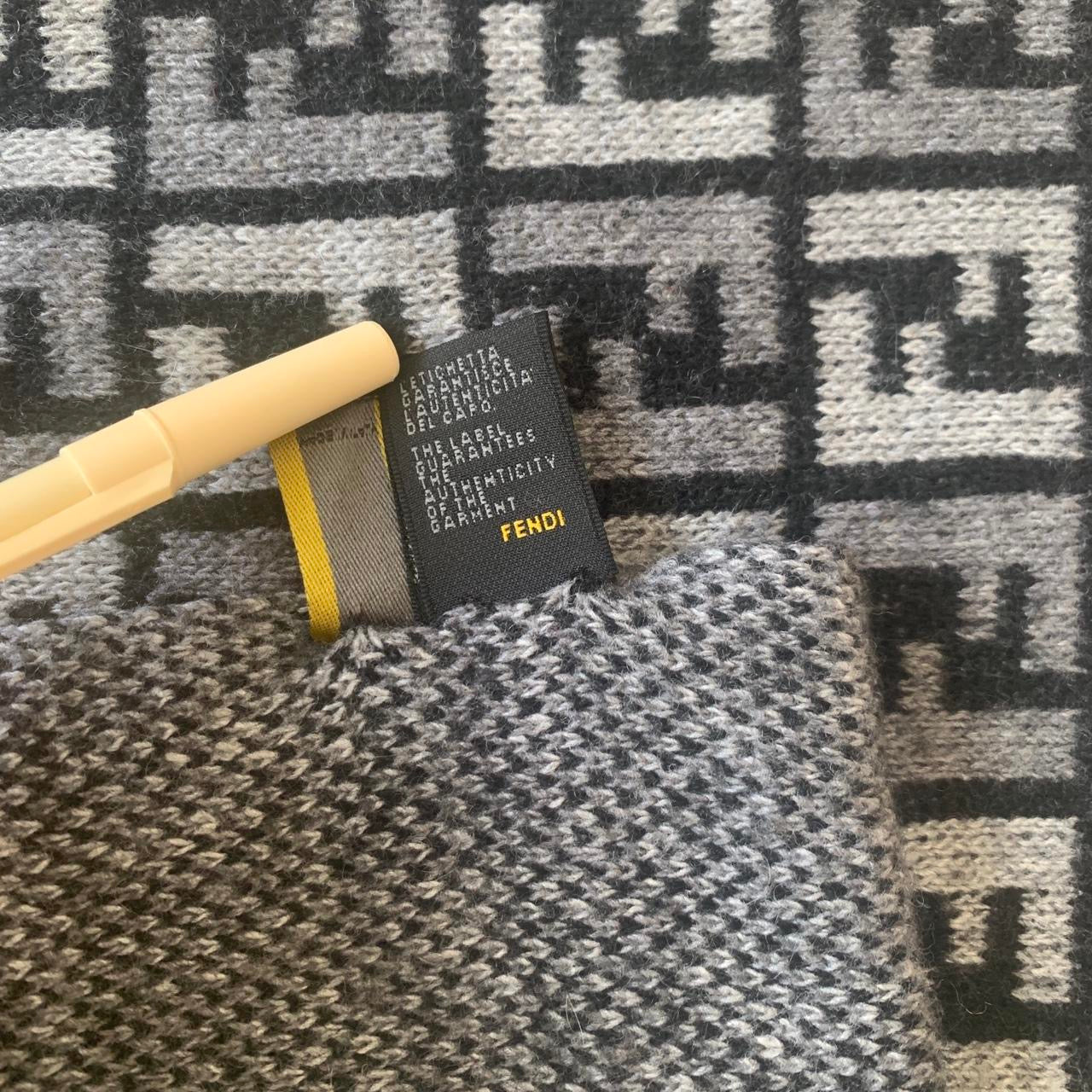 Authentic Fendi unisex double sided monogram wool and cashmere scarf