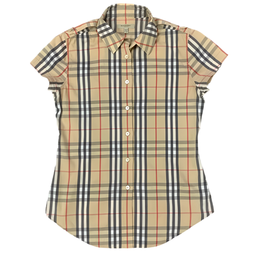 Authentic Burberry iconic check women’s short sleeve shirt in cotton size S