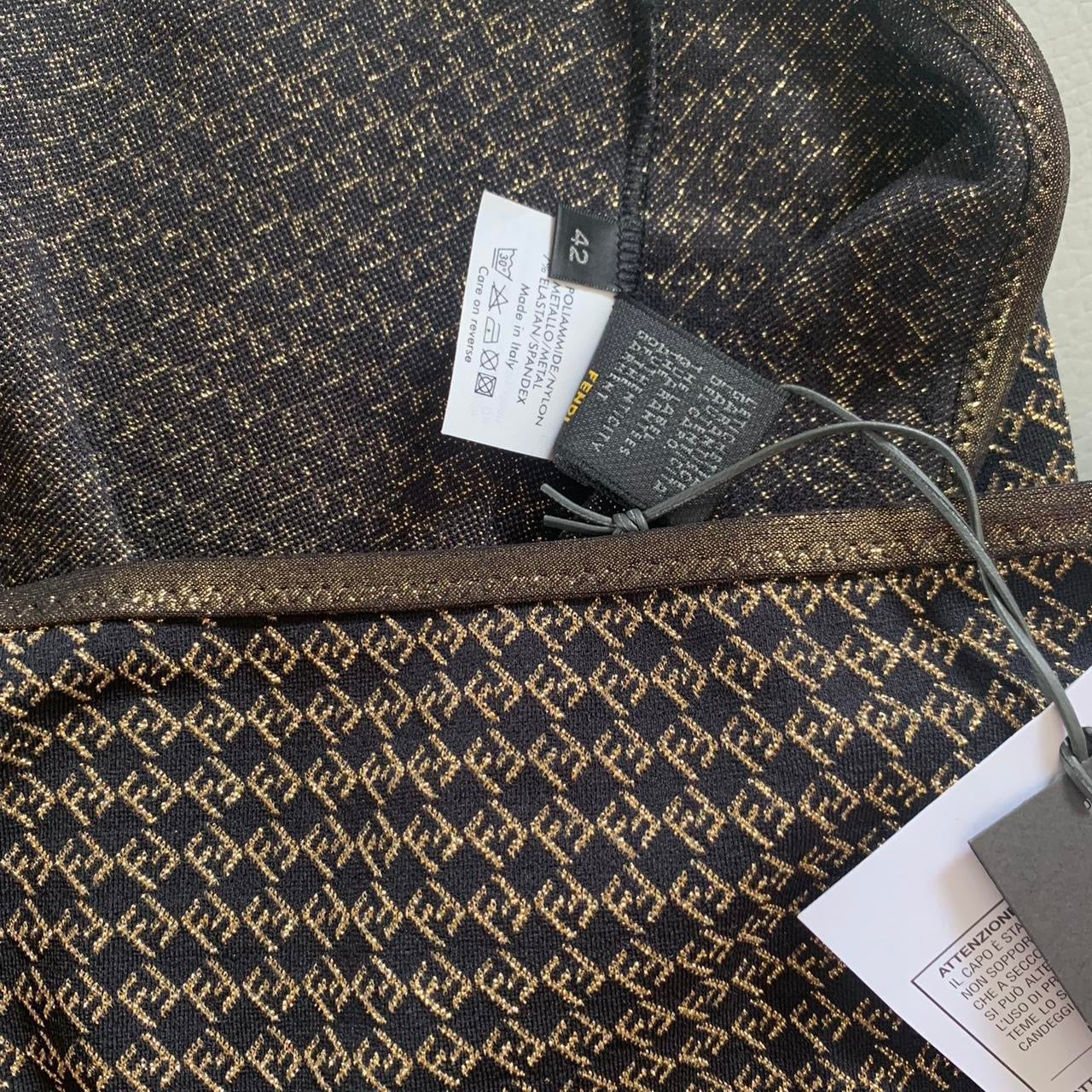 Authentic New with tag Fendi FF monogram mini skirt in black and gold