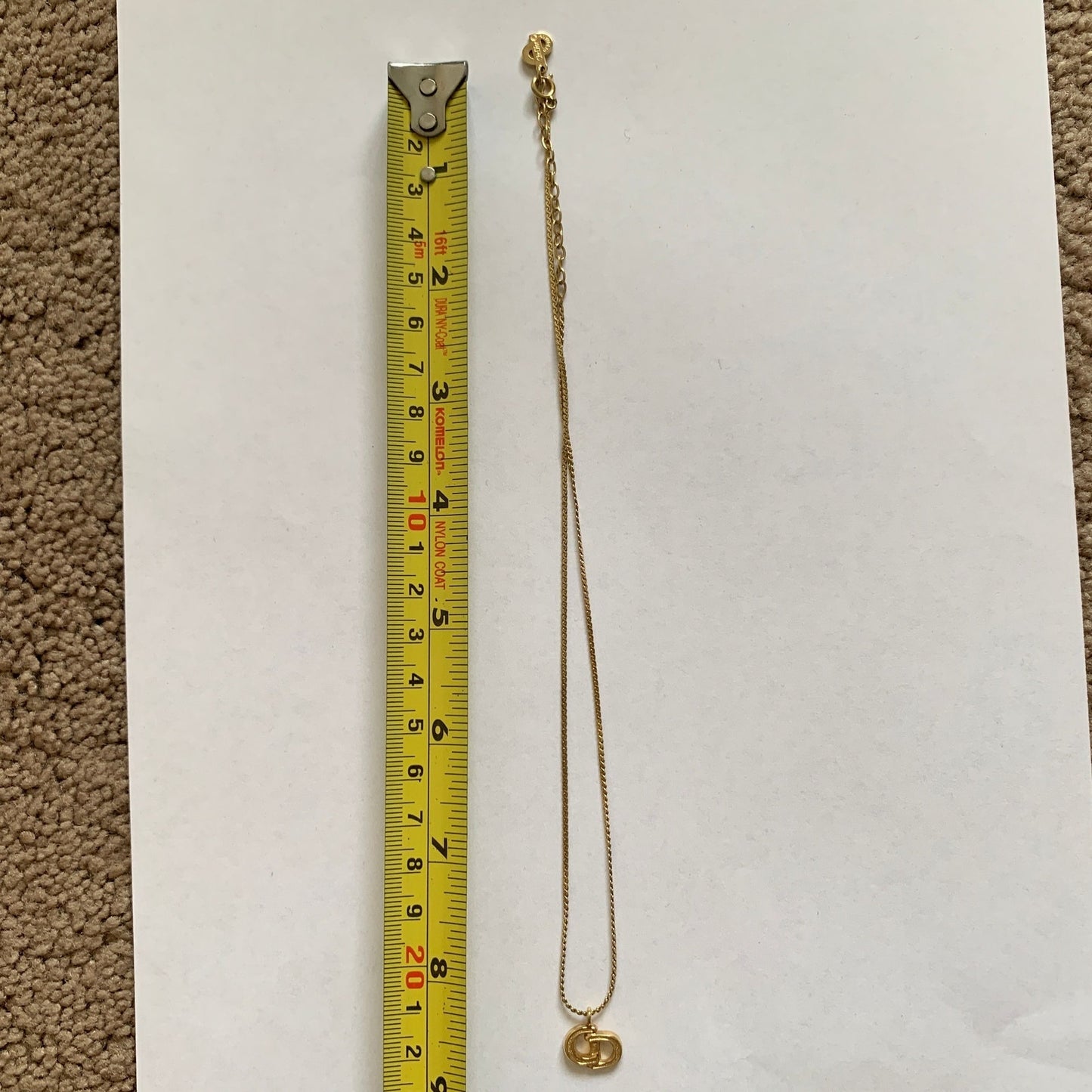 D1022 Authentic Dior CD logo gold color necklace
