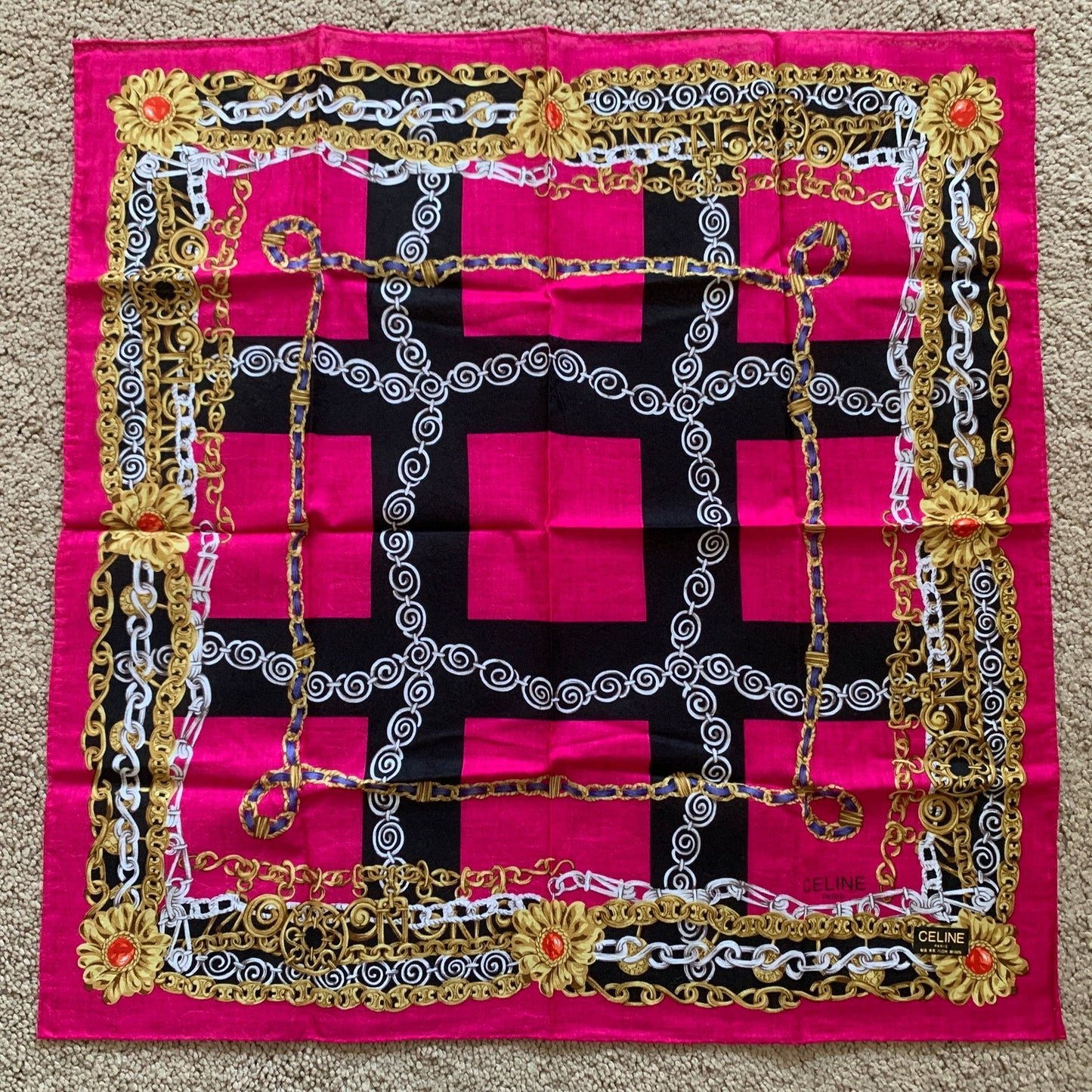 CL1022 Celine New unused cotton scarf handkerchief foulard
