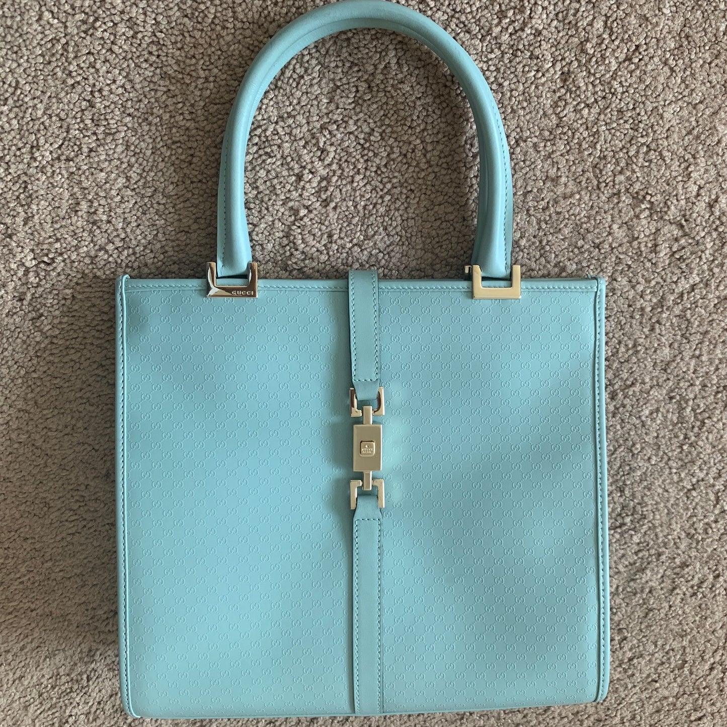 G1044 Gucci micro GG Jackie bag in light blue leather with dust bag