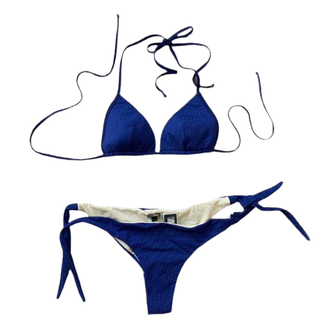 Authentic Fendi FF monogram women’s swimwear bikini set in blue color