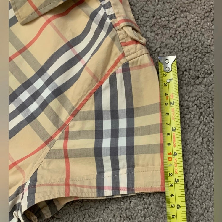 Authentic Burberry iconic check women’s short sleeve shirt in cotton size S