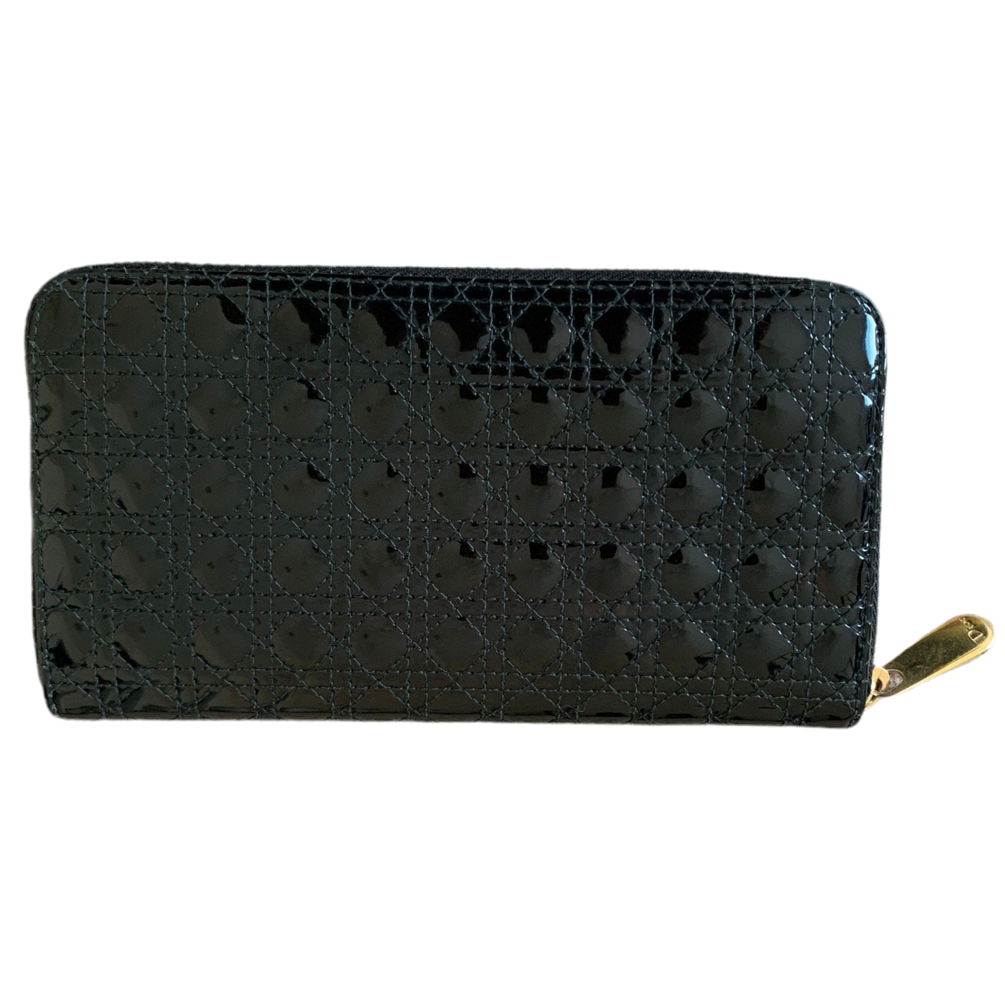 D1005 Christian Dior long black patent leather wallet