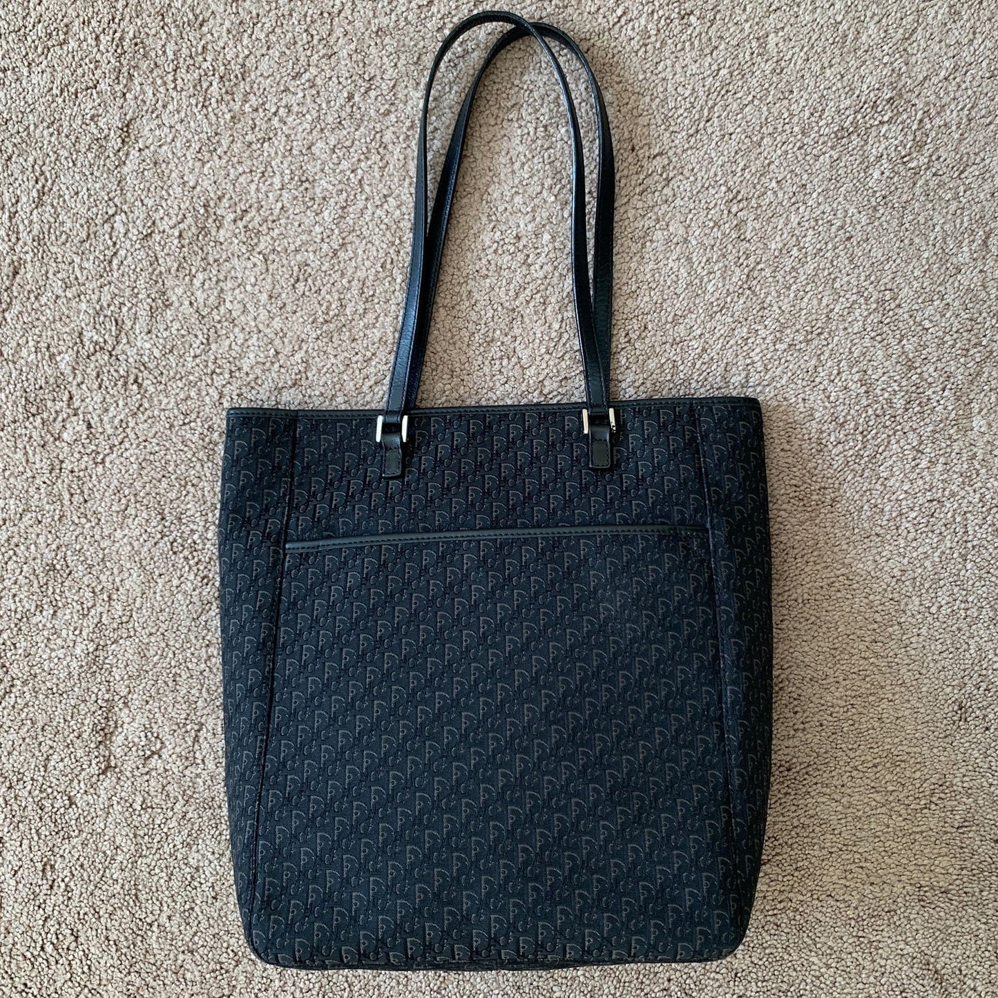 D1004 Christian Dior trotter black canvas tote bag