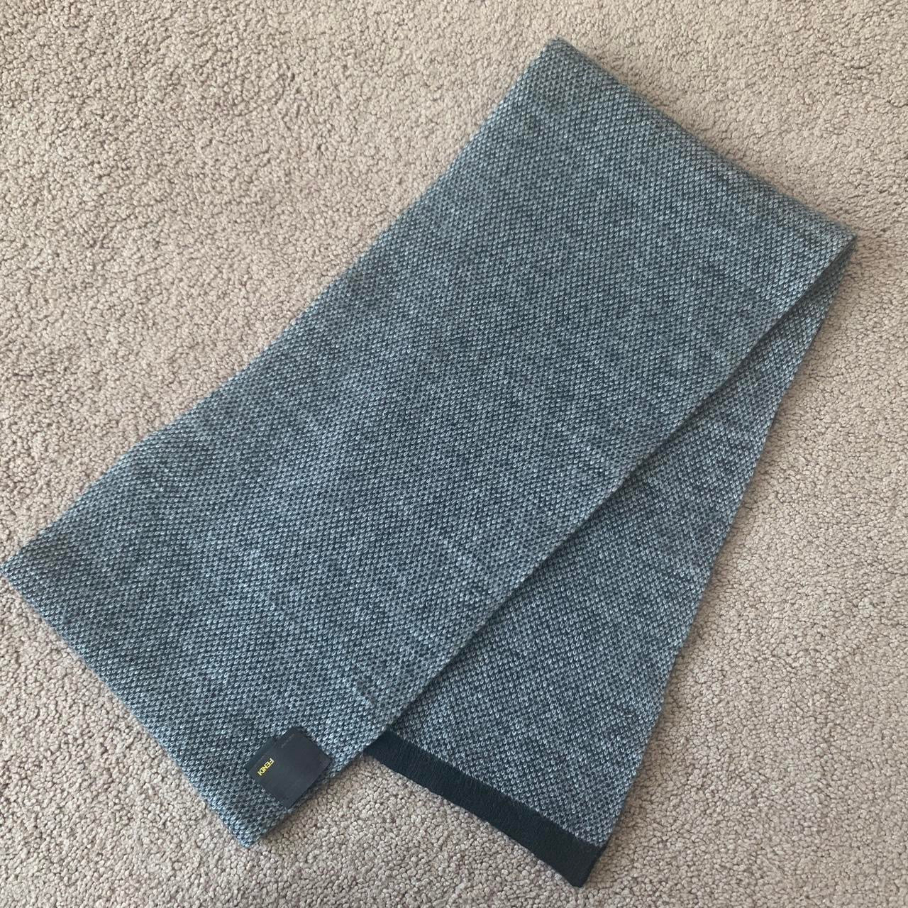 Authentic Fendi unisex double sided monogram wool and cashmere scarf