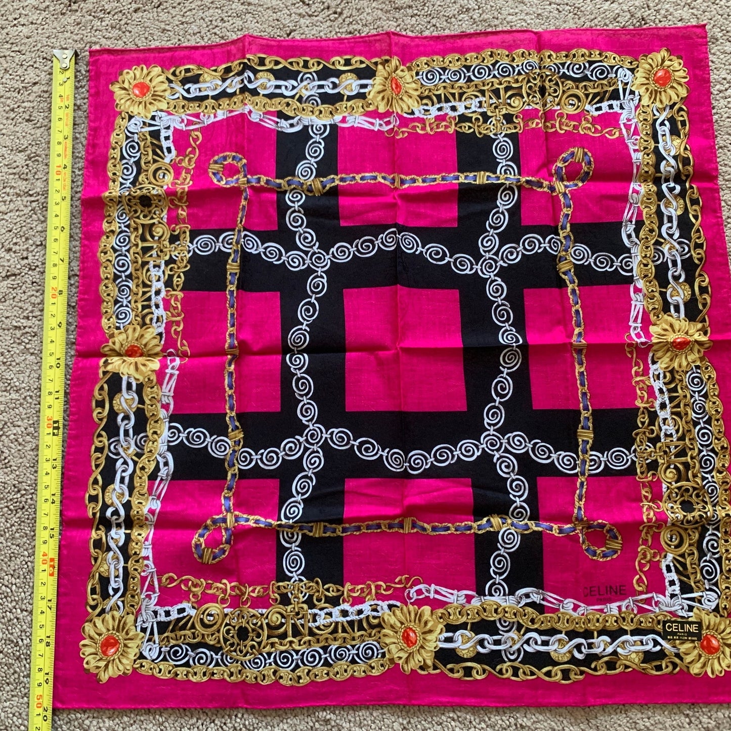 CL1022 Celine New unused cotton scarf handkerchief foulard