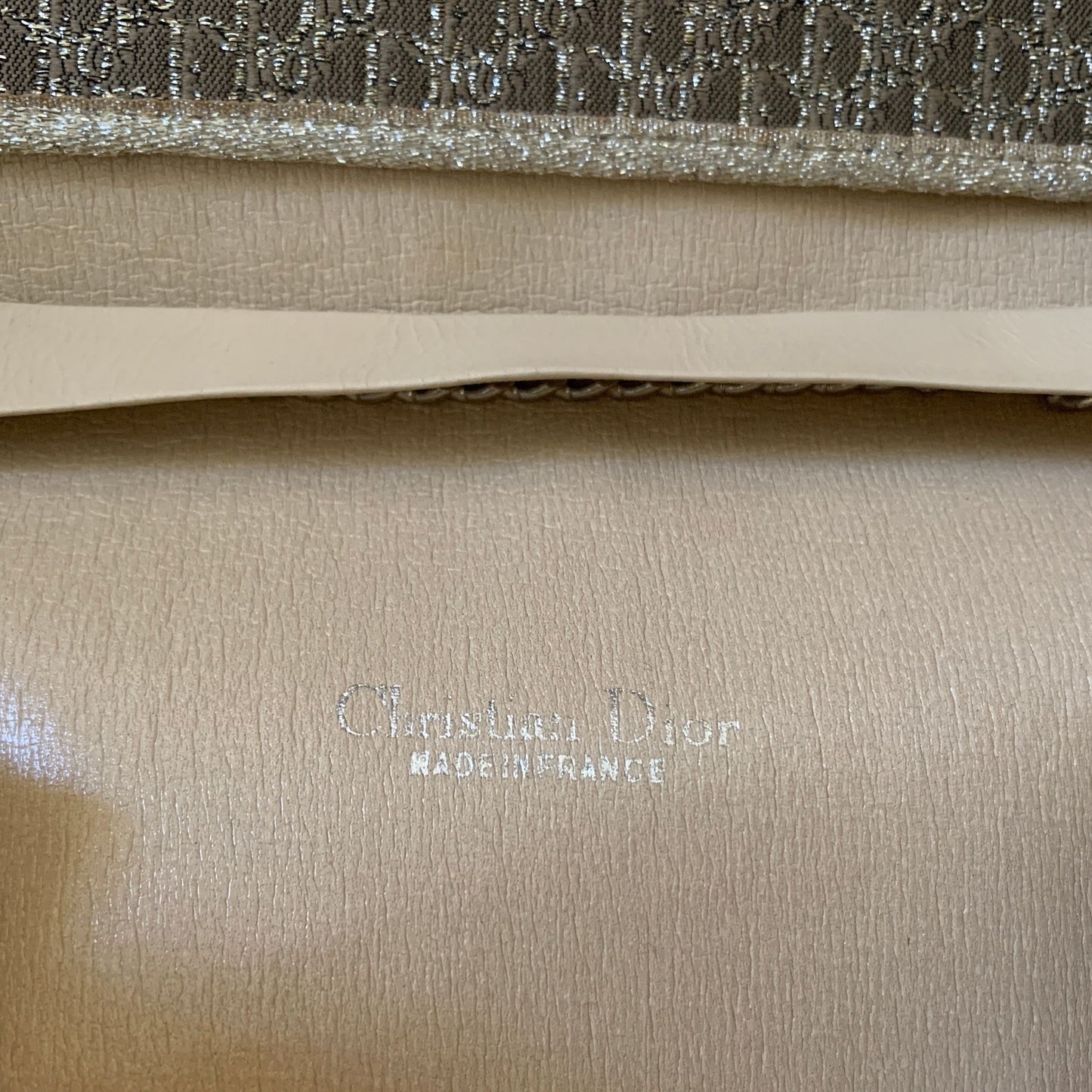 D1006 Christian Dior trotter oblique light gold and champagne color evening bag