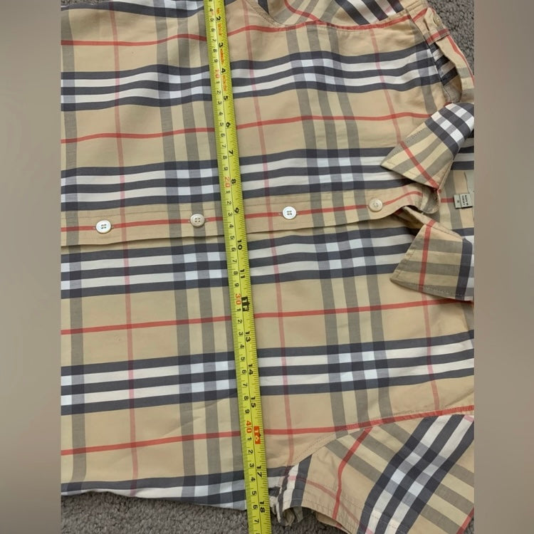 Authentic Burberry iconic check women’s short sleeve shirt in cotton size S