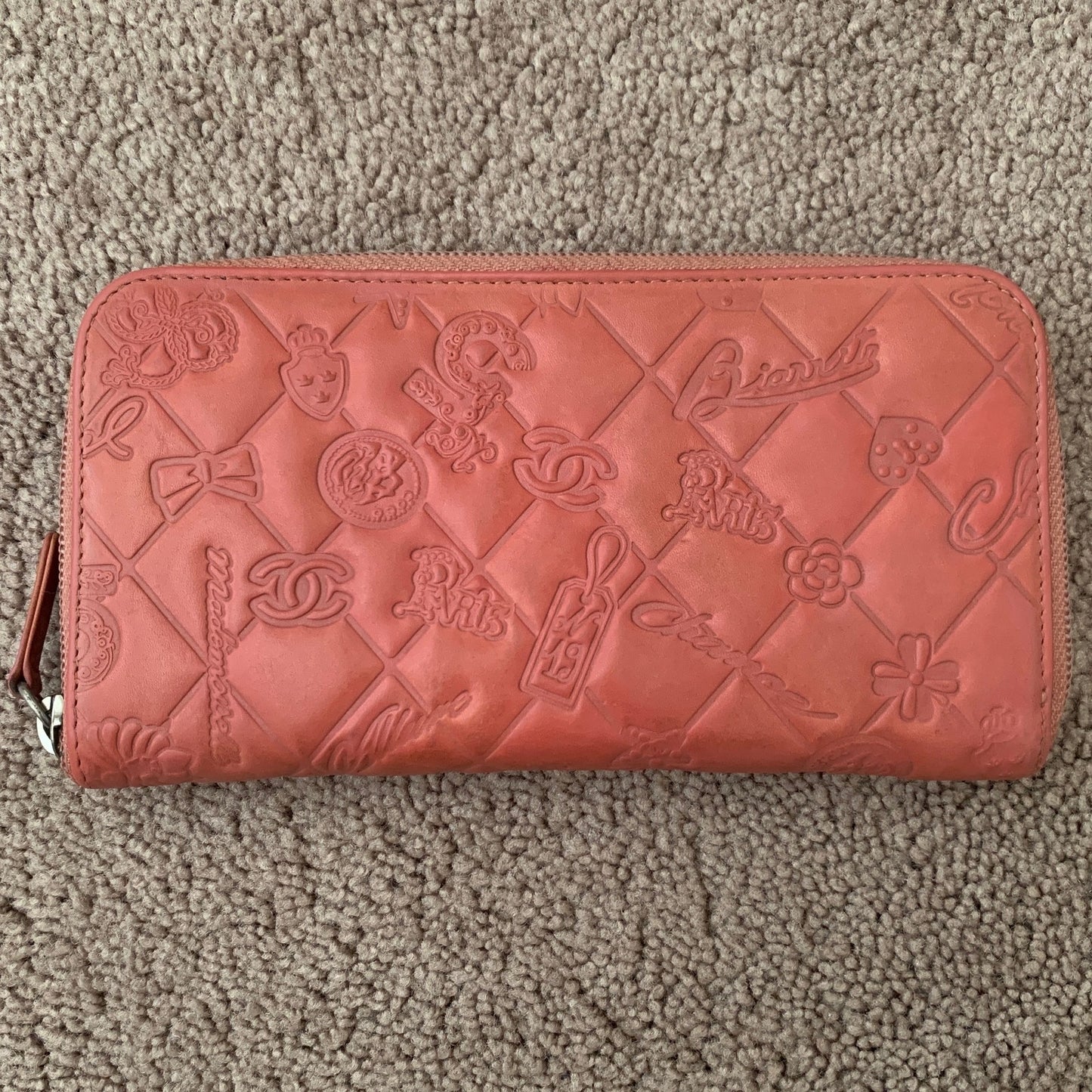 CC1008 rare Chanel women's pink zippy long leather wallet