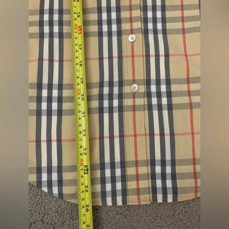 Authentic Burberry iconic check women’s short sleeve shirt in cotton size S