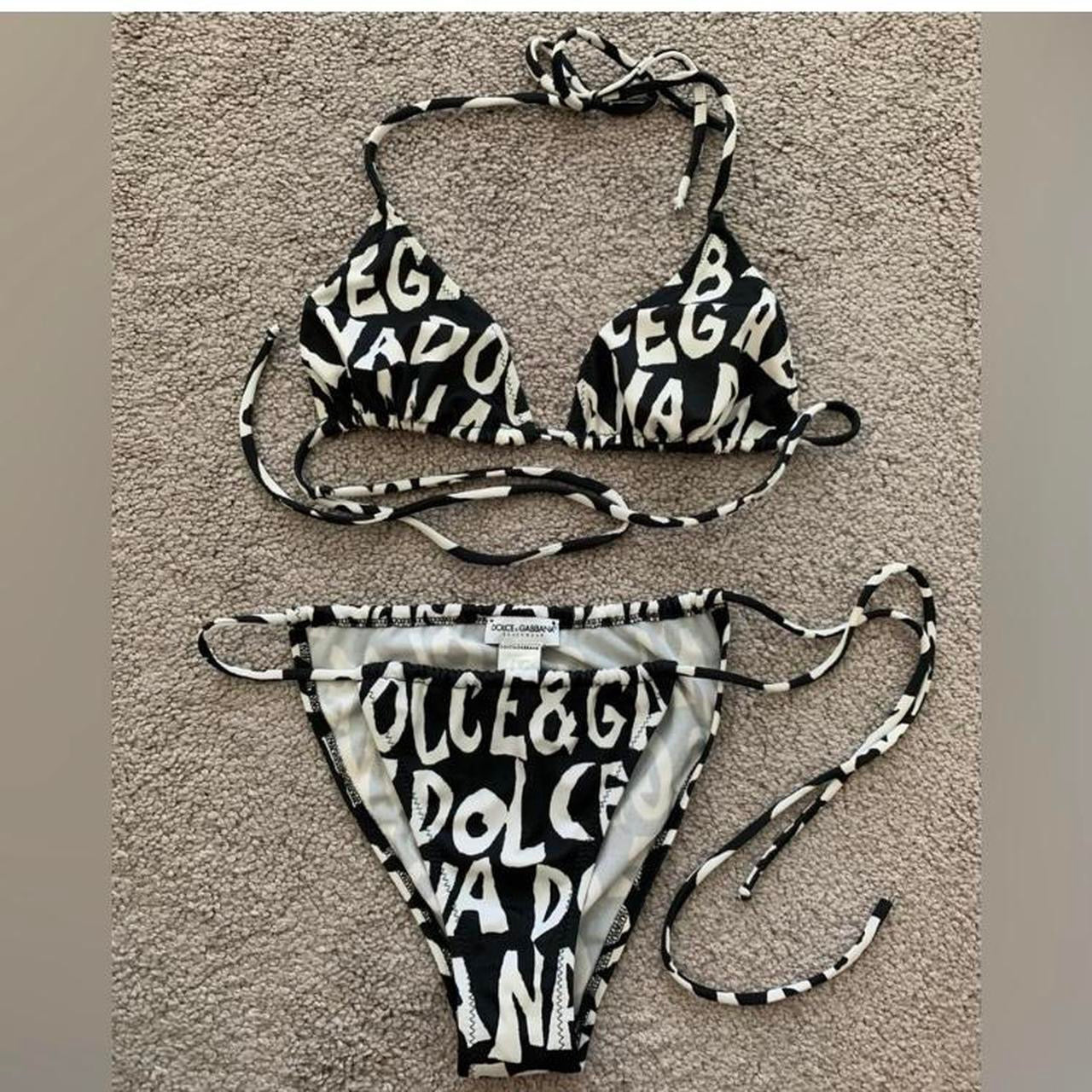 Autentic Dolce & Gabbana first line Women’s logo black white bikini set size M