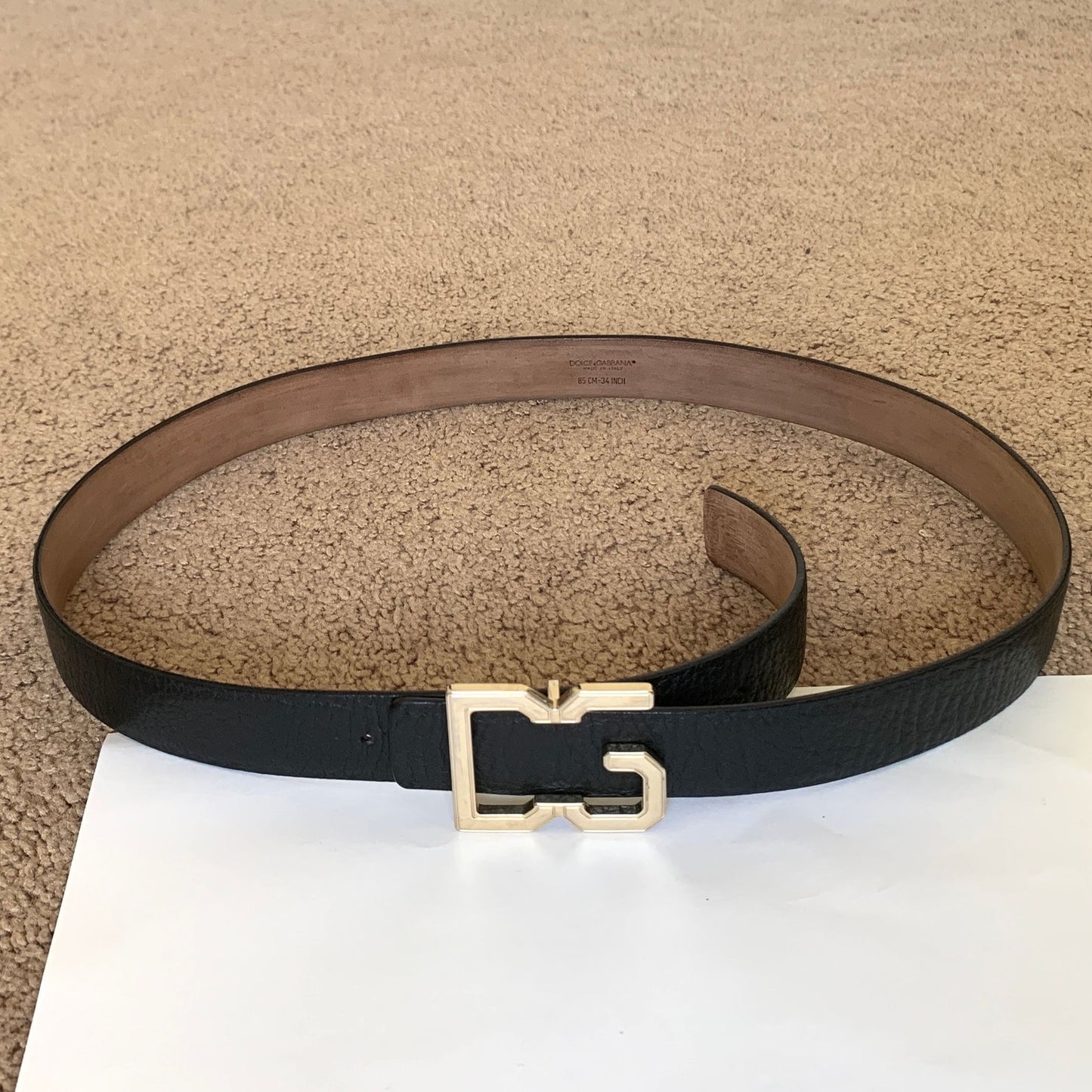 DG1018 Dolce & Gabbana unisex black leather belt size 85 cm 34 inches