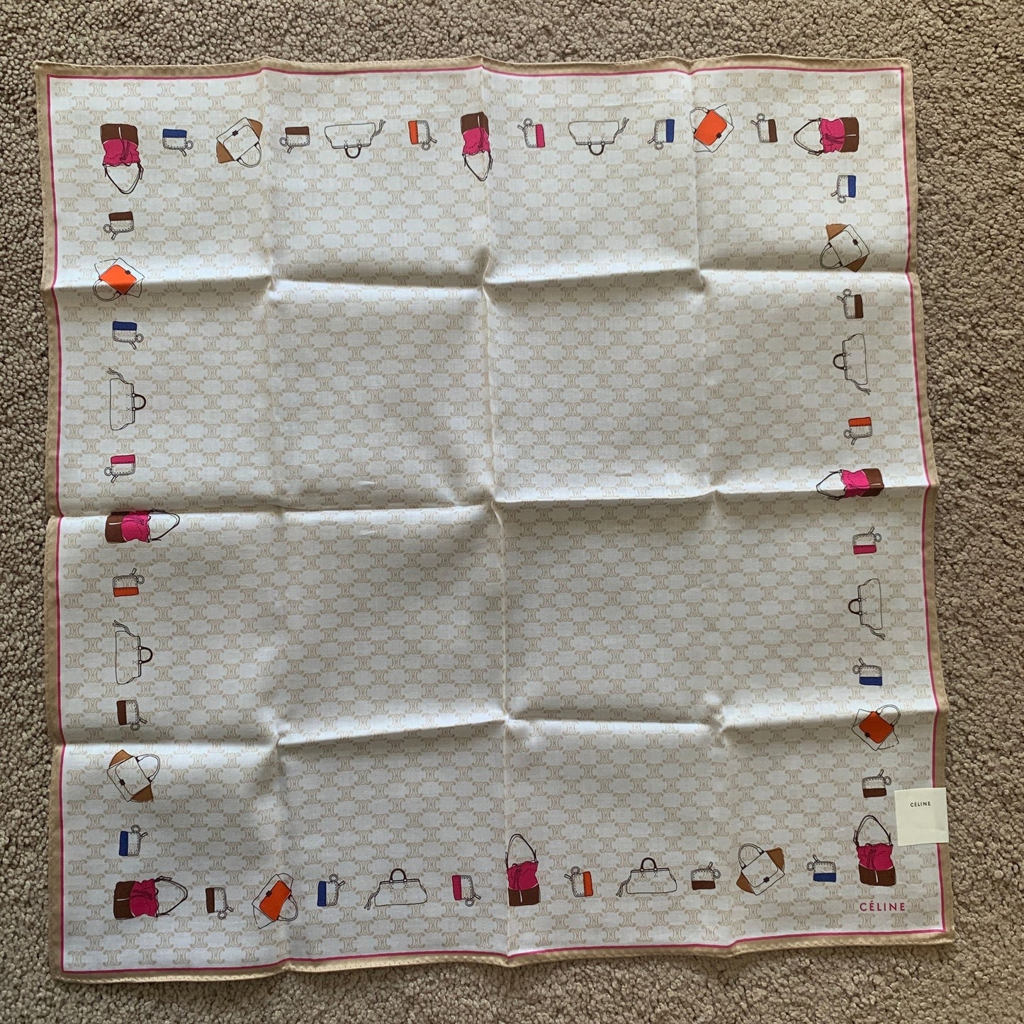 CL1011 NEW Celine macadam logo scarf foulard handkerchief in cotton