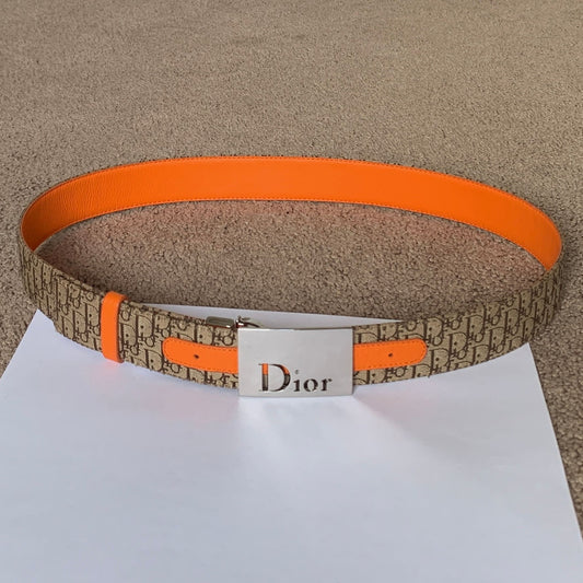 D1015 Dior women's 90 cm 36 inch reversible trotter and orange leather belt
