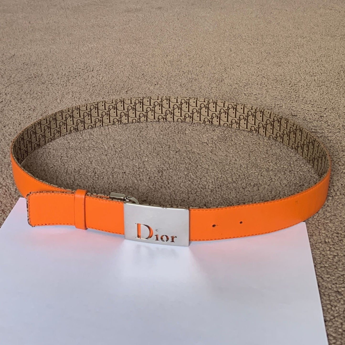 D1015 Dior women's 90 cm 36 inch reversible trotter and orange leather belt