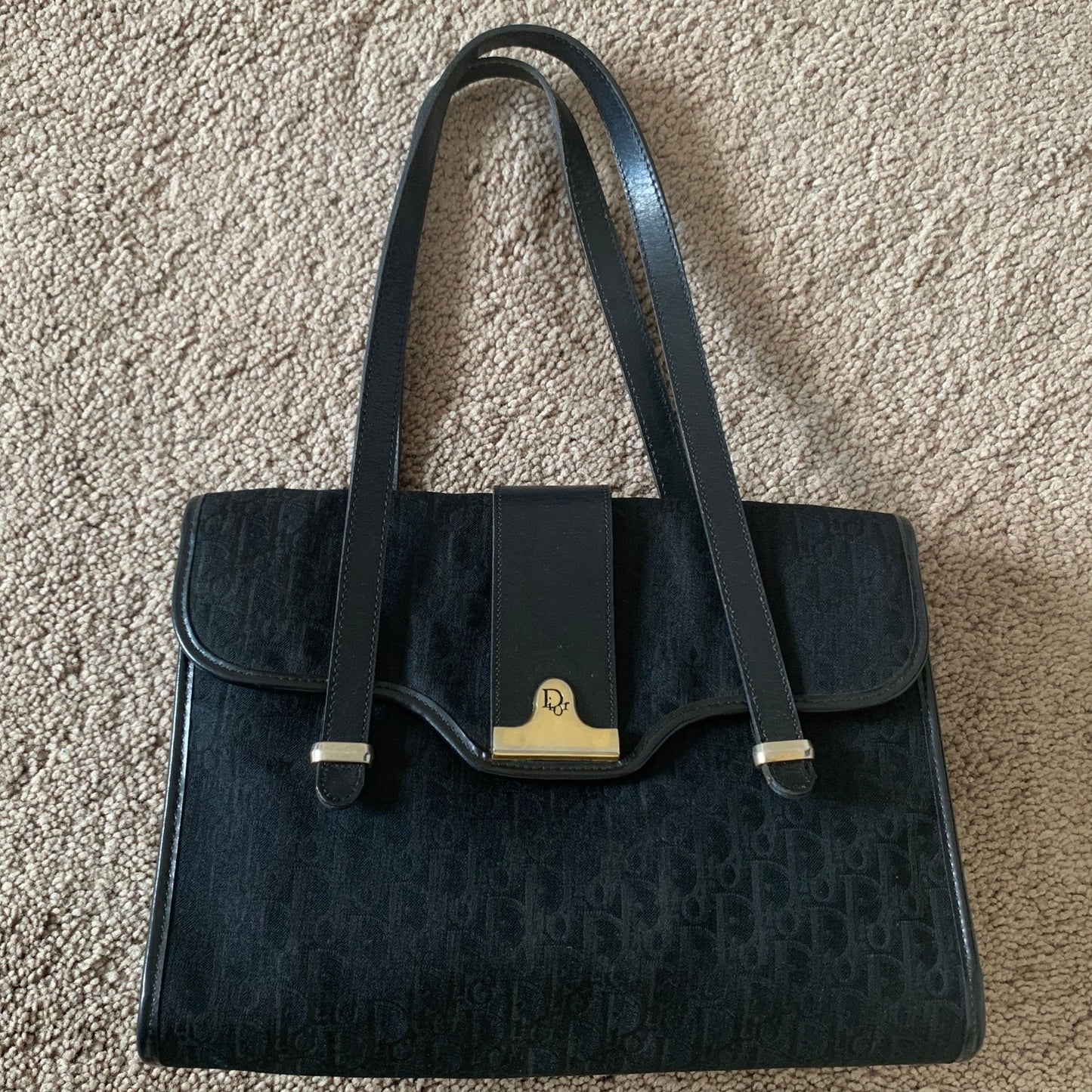 D1009 Christian Dior Trotter black canvas bag