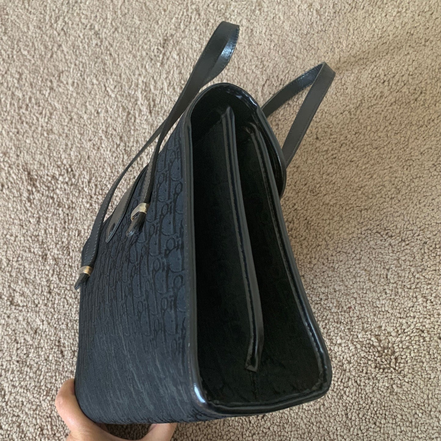 D1009 Christian Dior Trotter black canvas bag