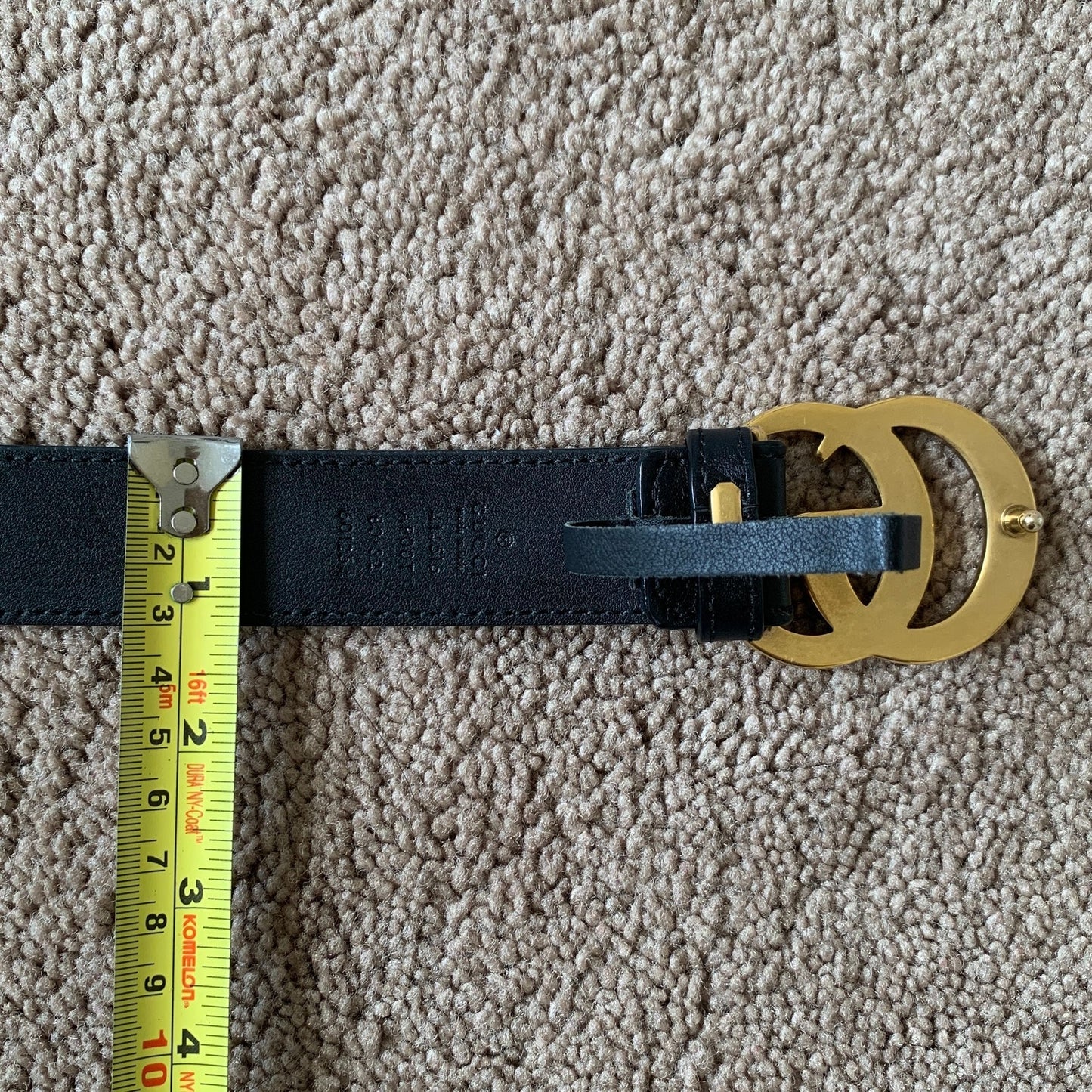 G1055 Gucci unisex 85 cm 34 inch GG buckle black leather belt